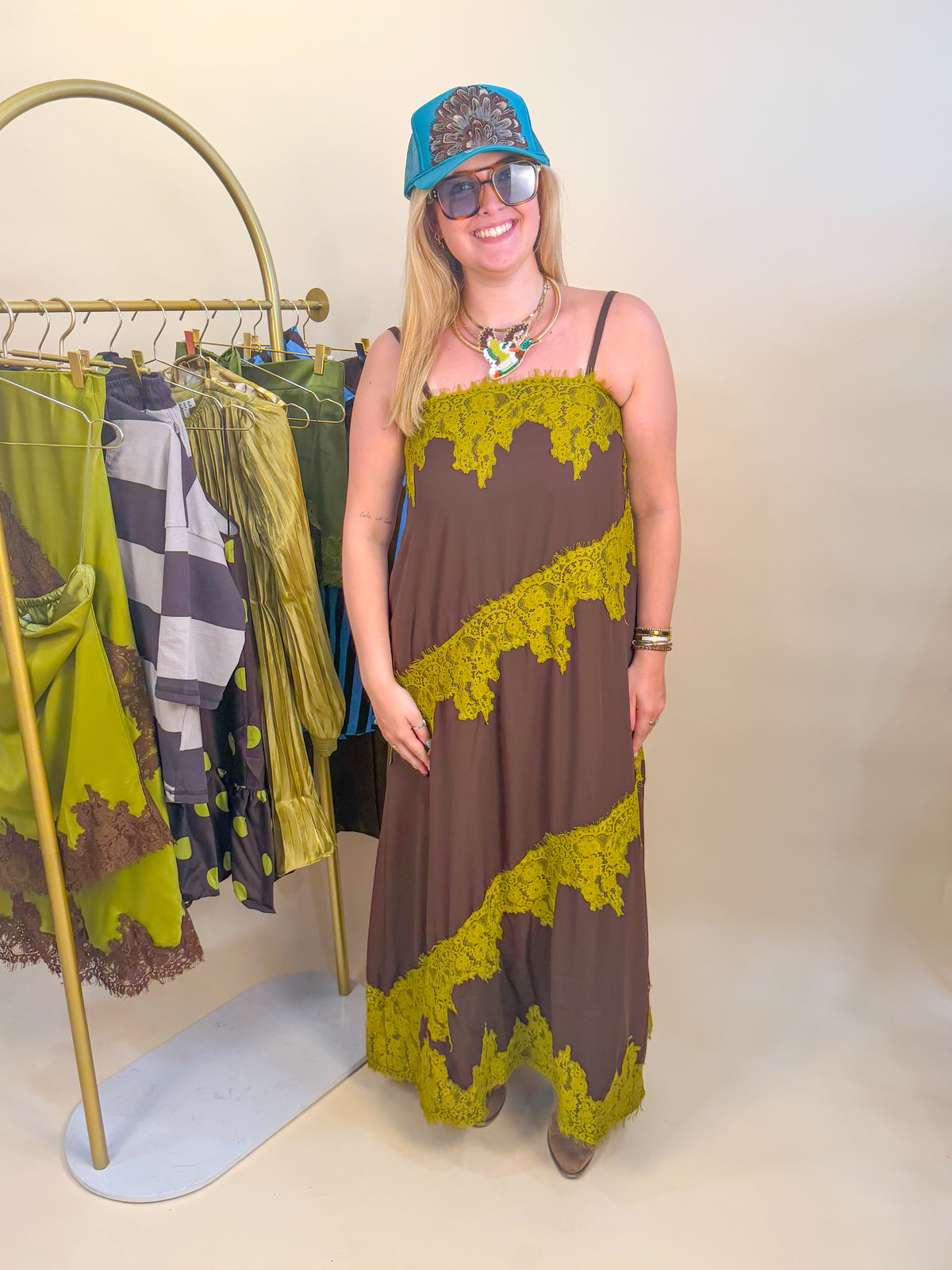 Briley Lace Maxi - Olive/Brown