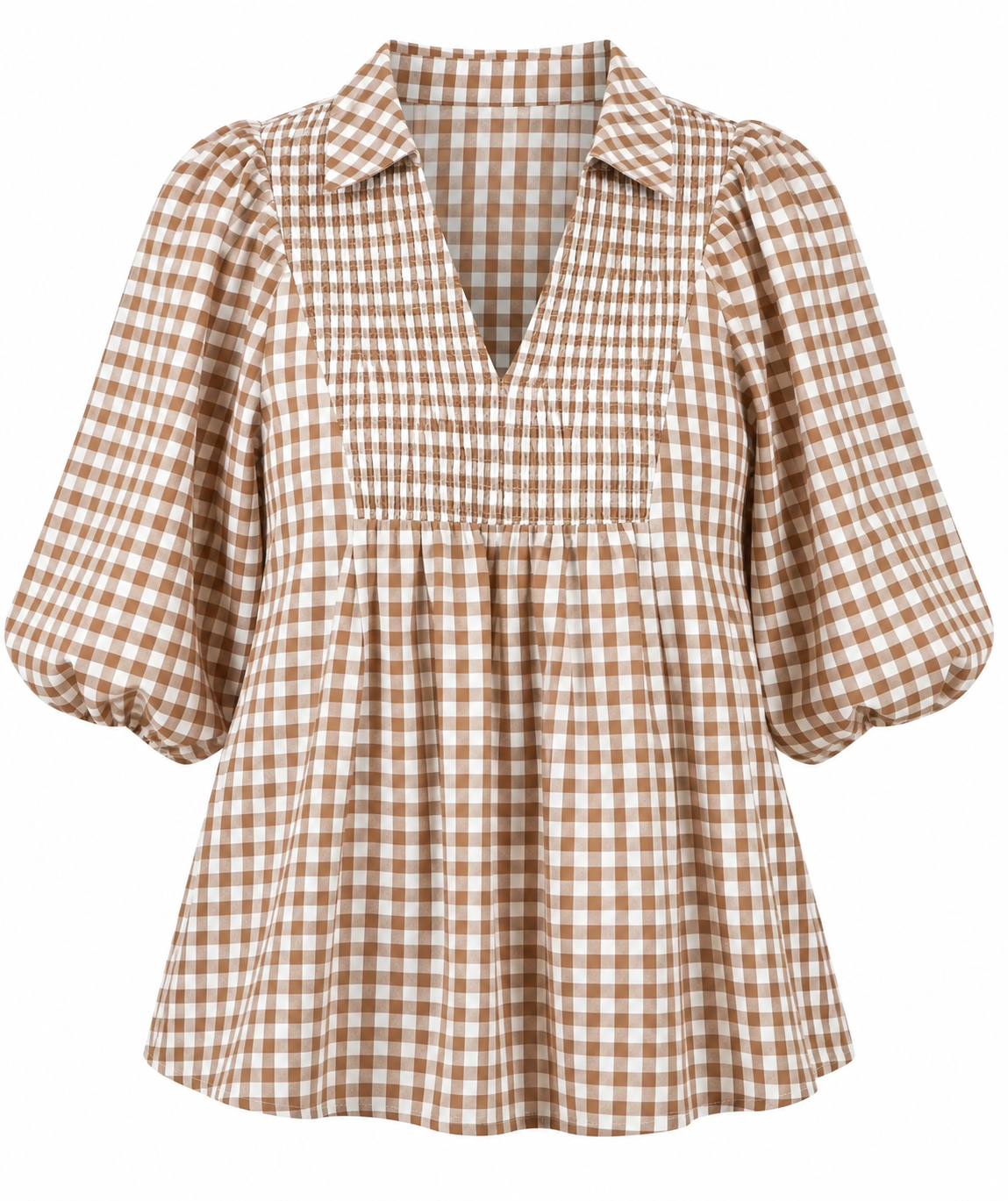 Gingham and Grace Top in Brown