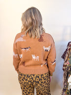 Doggie Button Down Cardigan in Camel