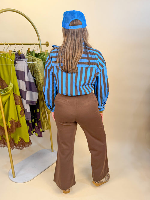 Bold Stripe Top with Bow in Blue