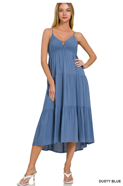 Stephanie Dress in Dusty Blue | BOMB BASIC