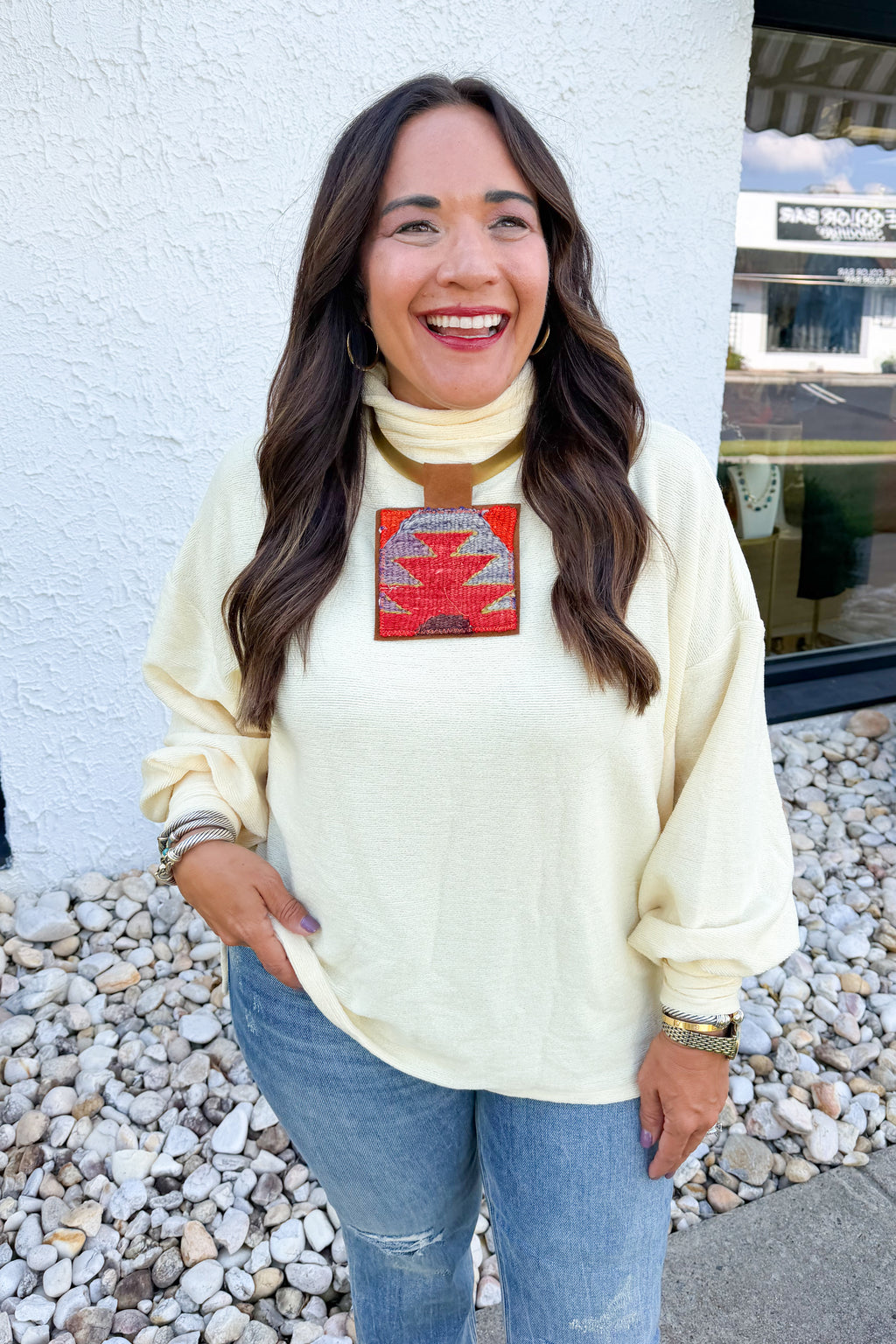 Anytime + Anywhere Mockneck Sweater in Cream