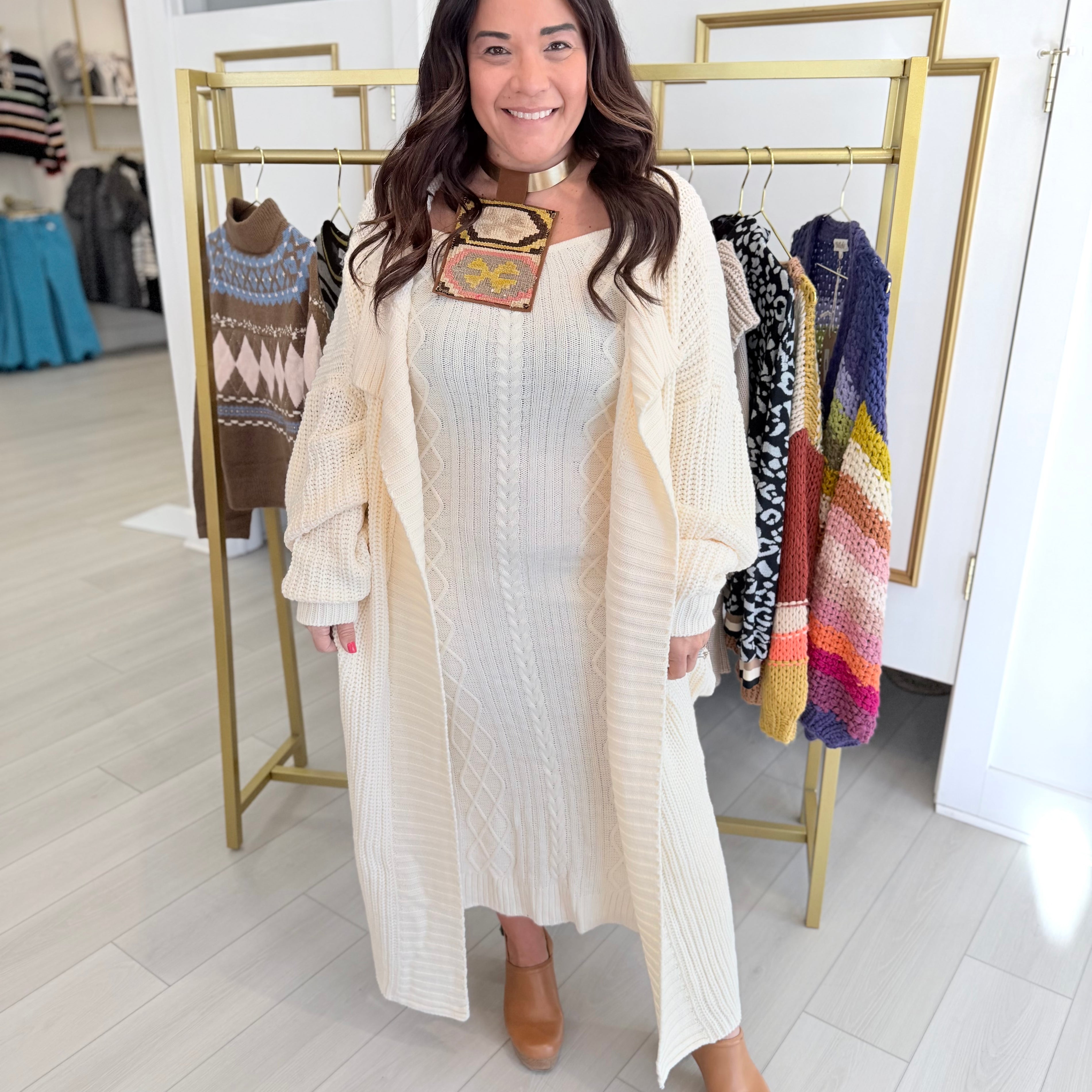 Creamy Cardigan + Dress