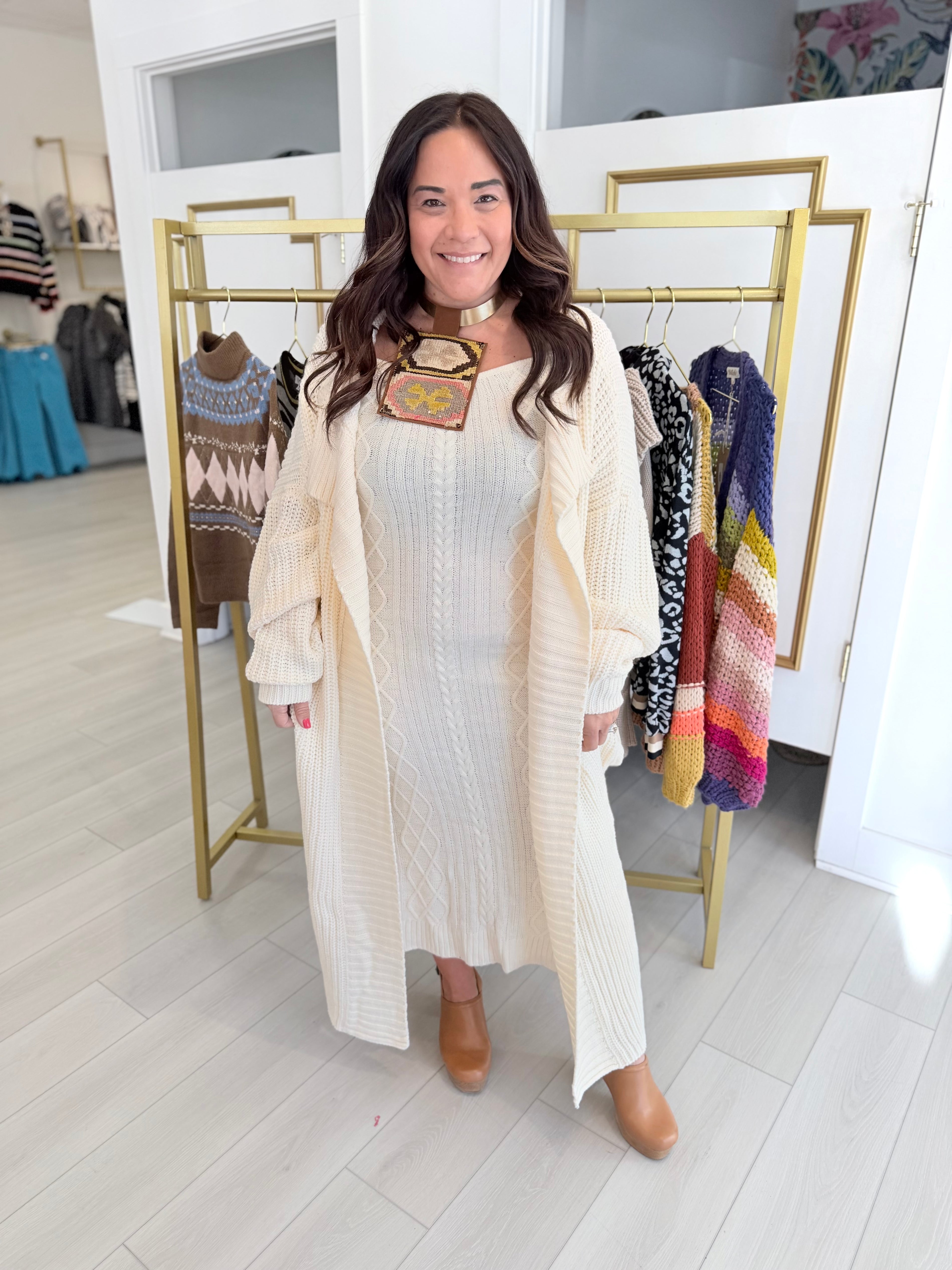 Creamy Cardigan + Dress