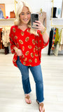 Adrienne Sadie Top in Red Football
