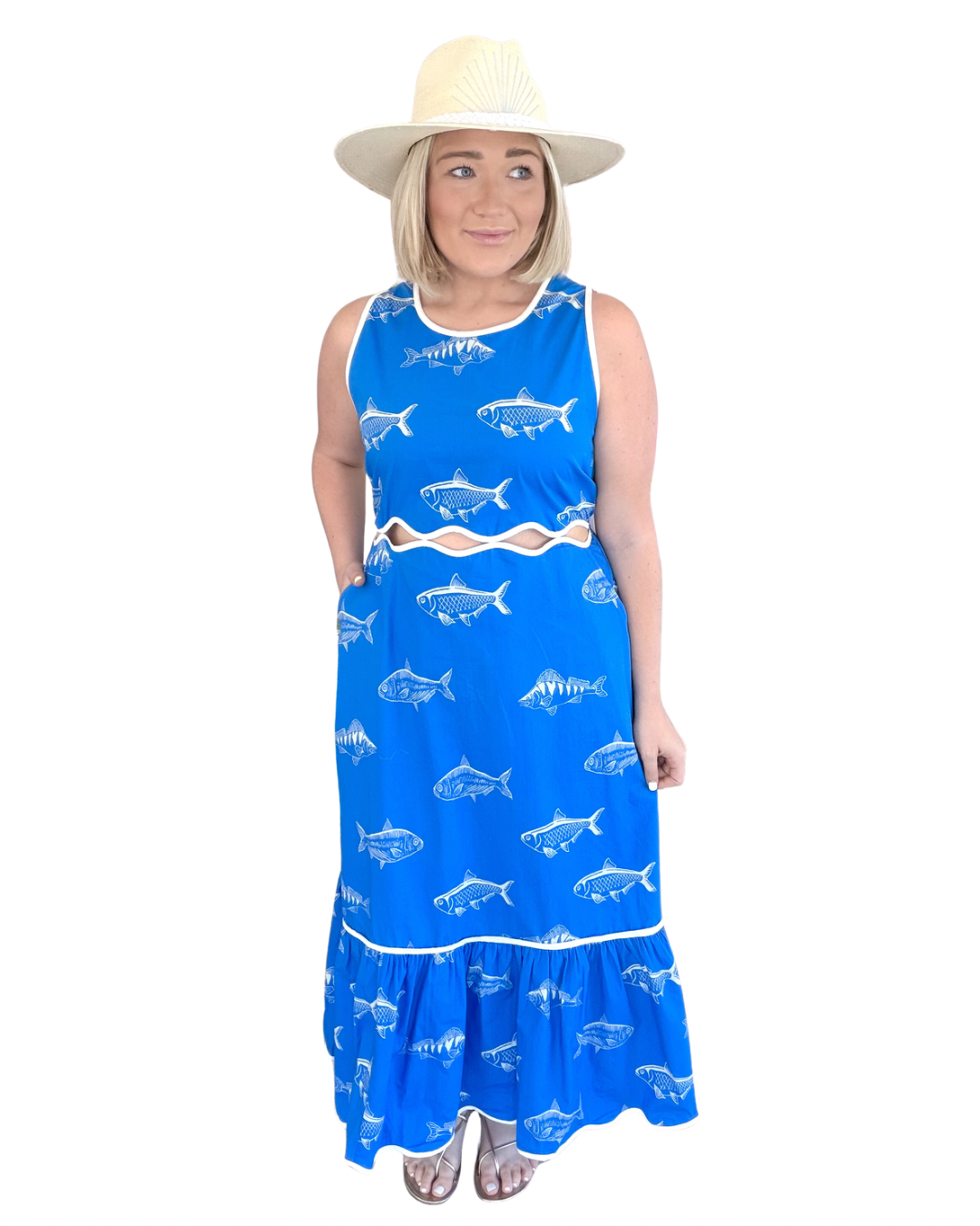 Lina Dress in Blue Fish | BEAU & RO