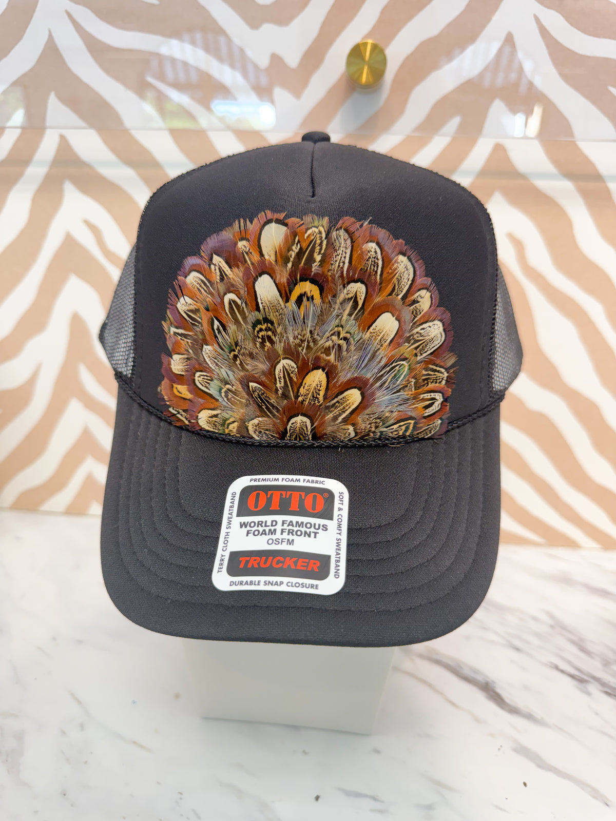 Feather Trucker Hat - Black (4 Options)