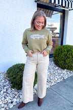 Fish Knit Crewneck Sweater in Olive/Cream