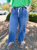 High Rise Super Soft Drawstring Baggy Crop Wide Leg | VERVET