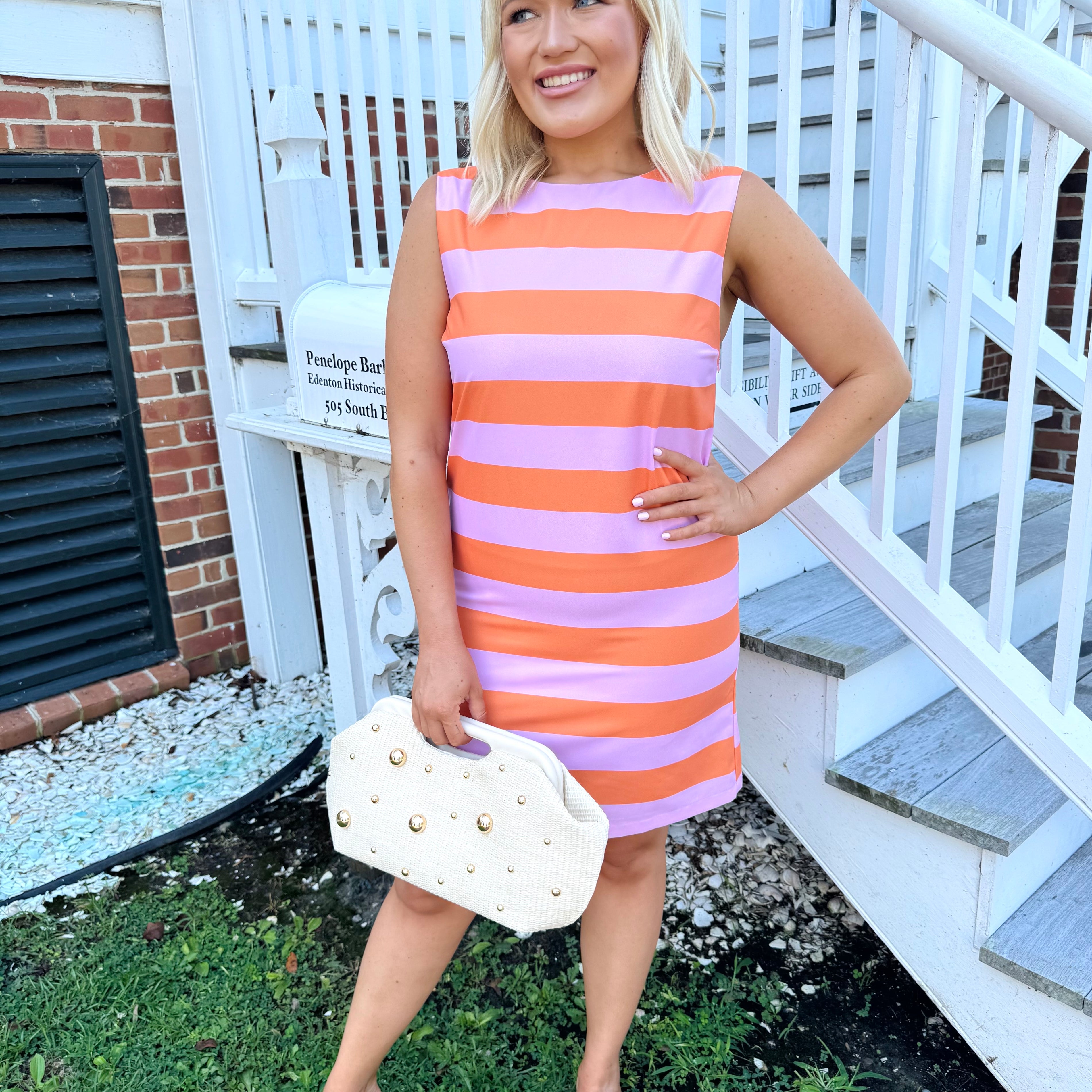 Stripe Sleeveless Bow Shift Dress | KARLIE