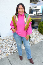 Anytime + Anywhere Mockneck Sweater in Hot Pink
