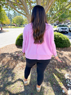 Slightly Oversized Lightweight Center Seam Sweater in Candy Pink