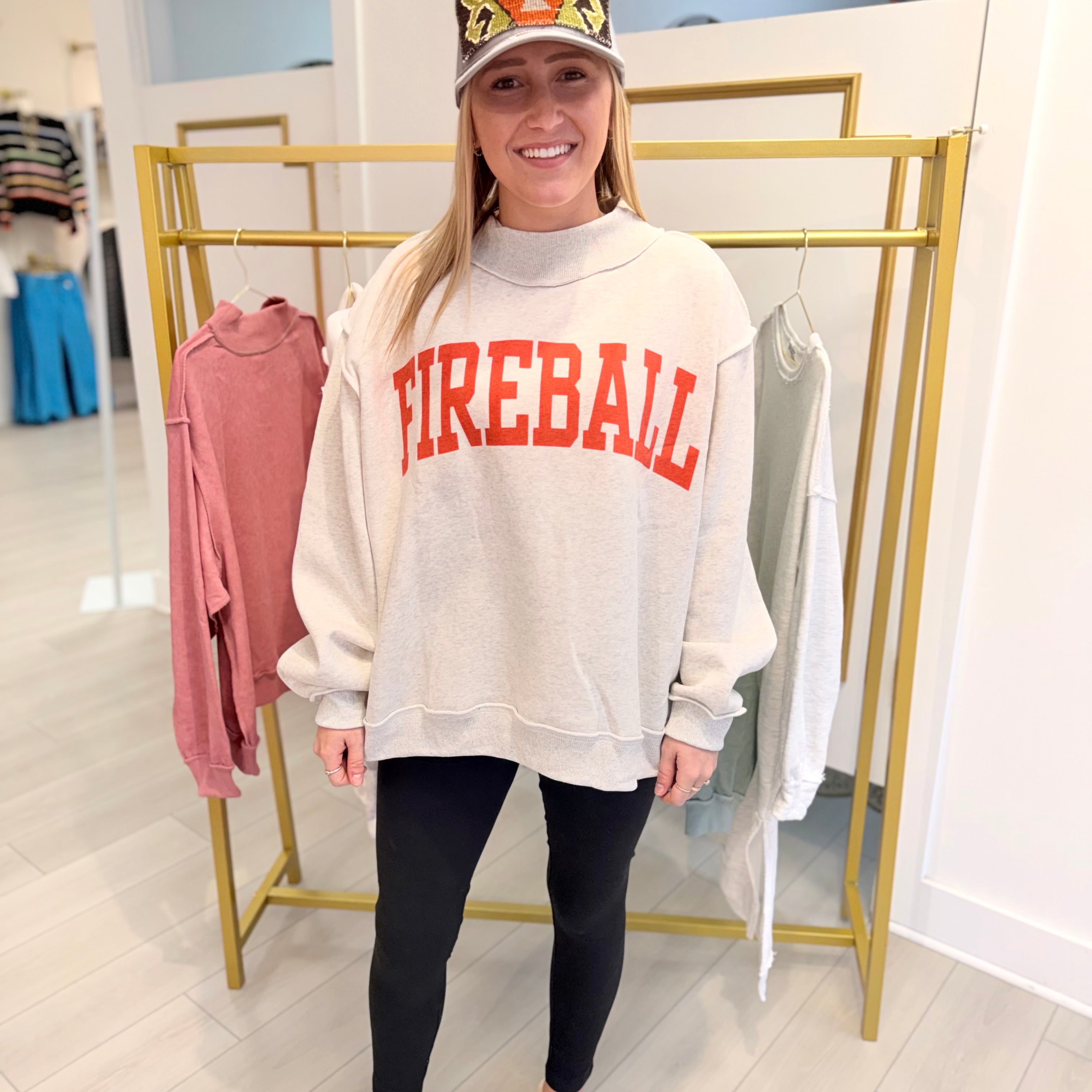 Fireball Reversible Oversized Mock Neck Sweatshirt