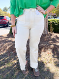 High Rise Winter White Slim Crop Wide Leg Denim | VERVET