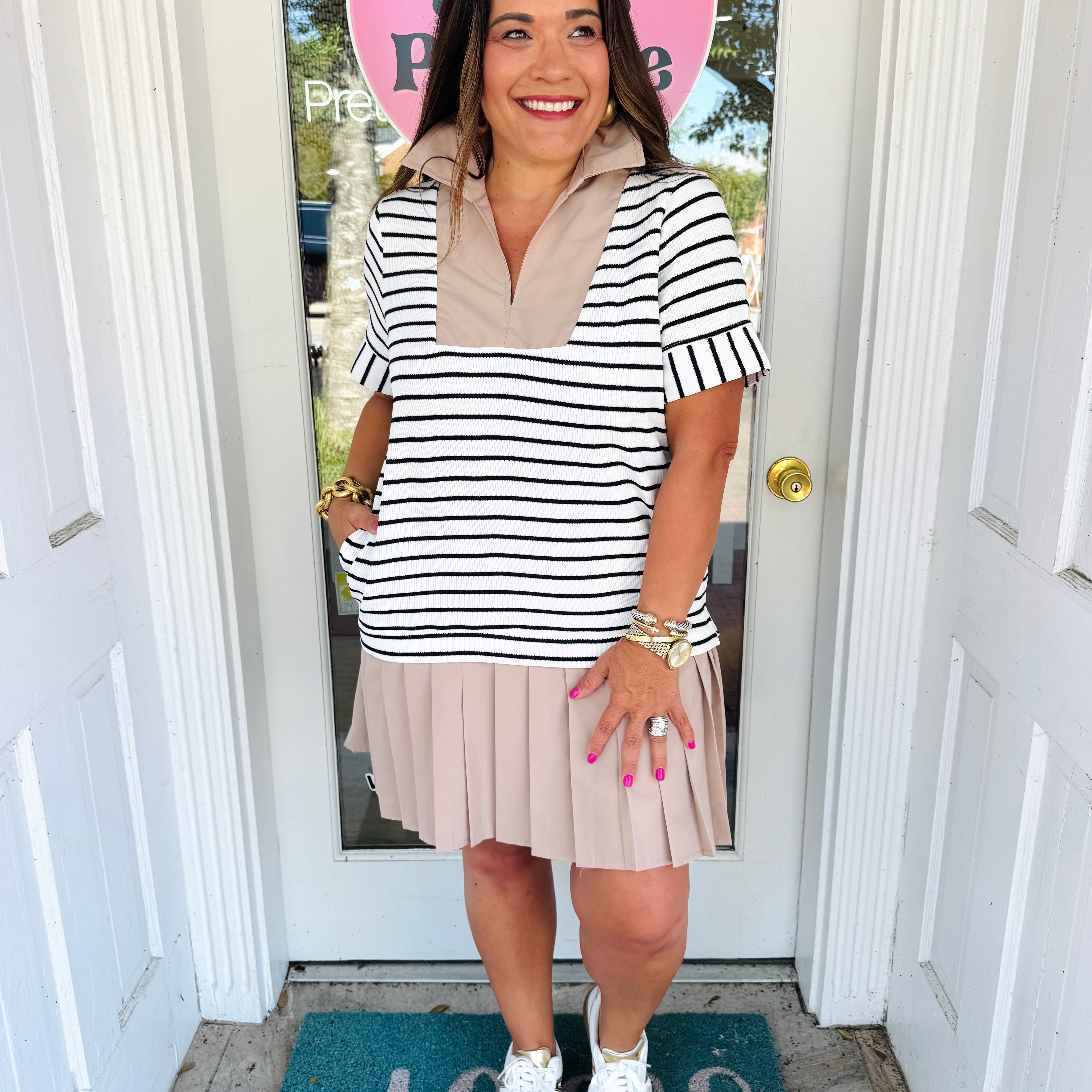 Neutral Stripes Dress