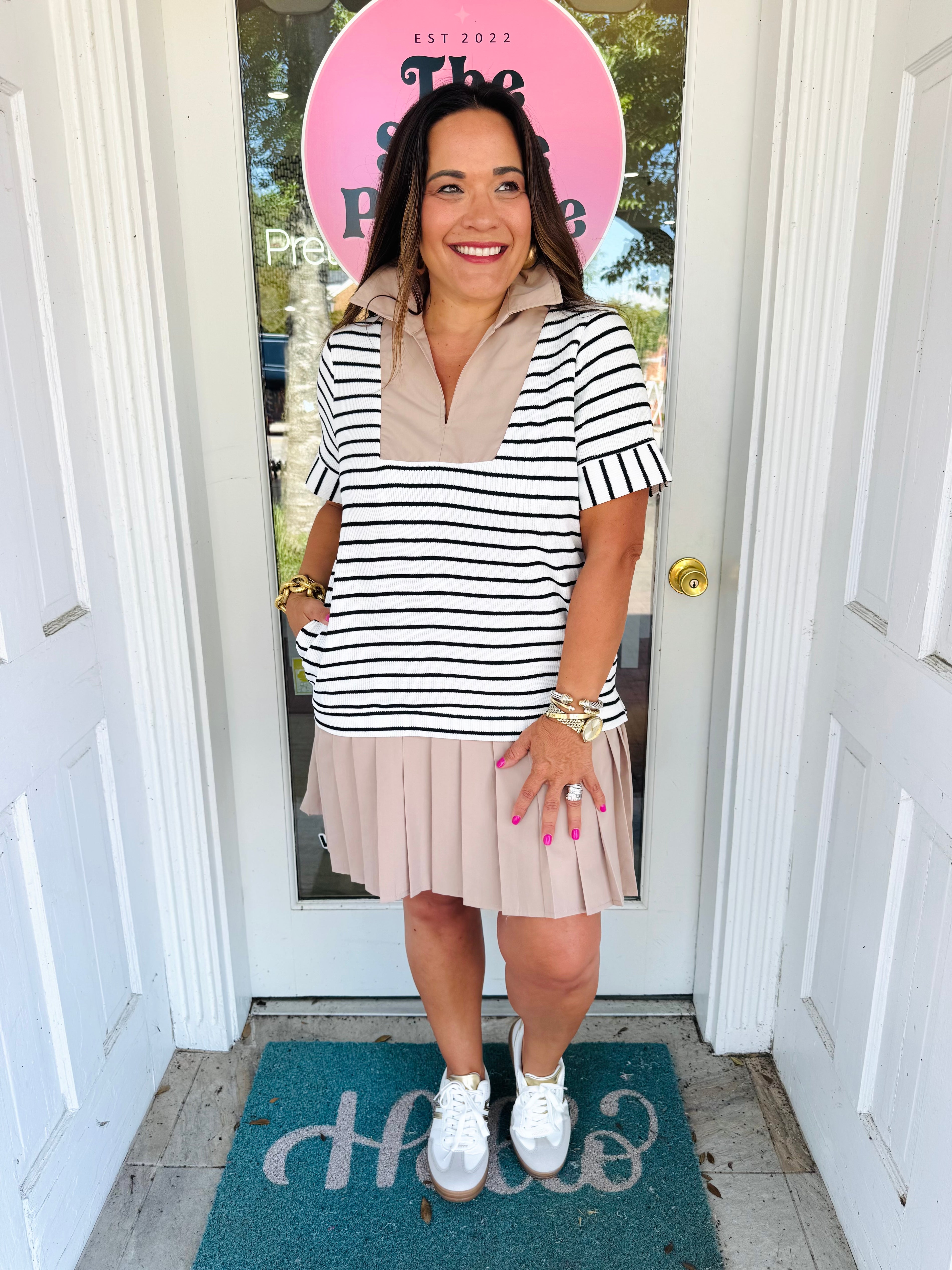 Neutral Stripes Dress