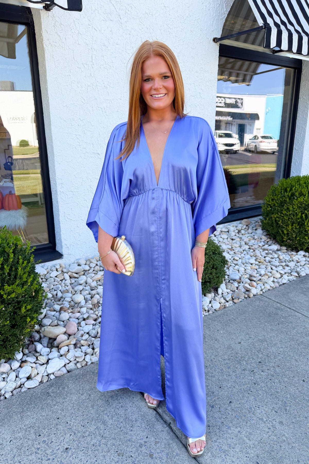 Kathryn Kimono Maxi Dress - Periwinkle