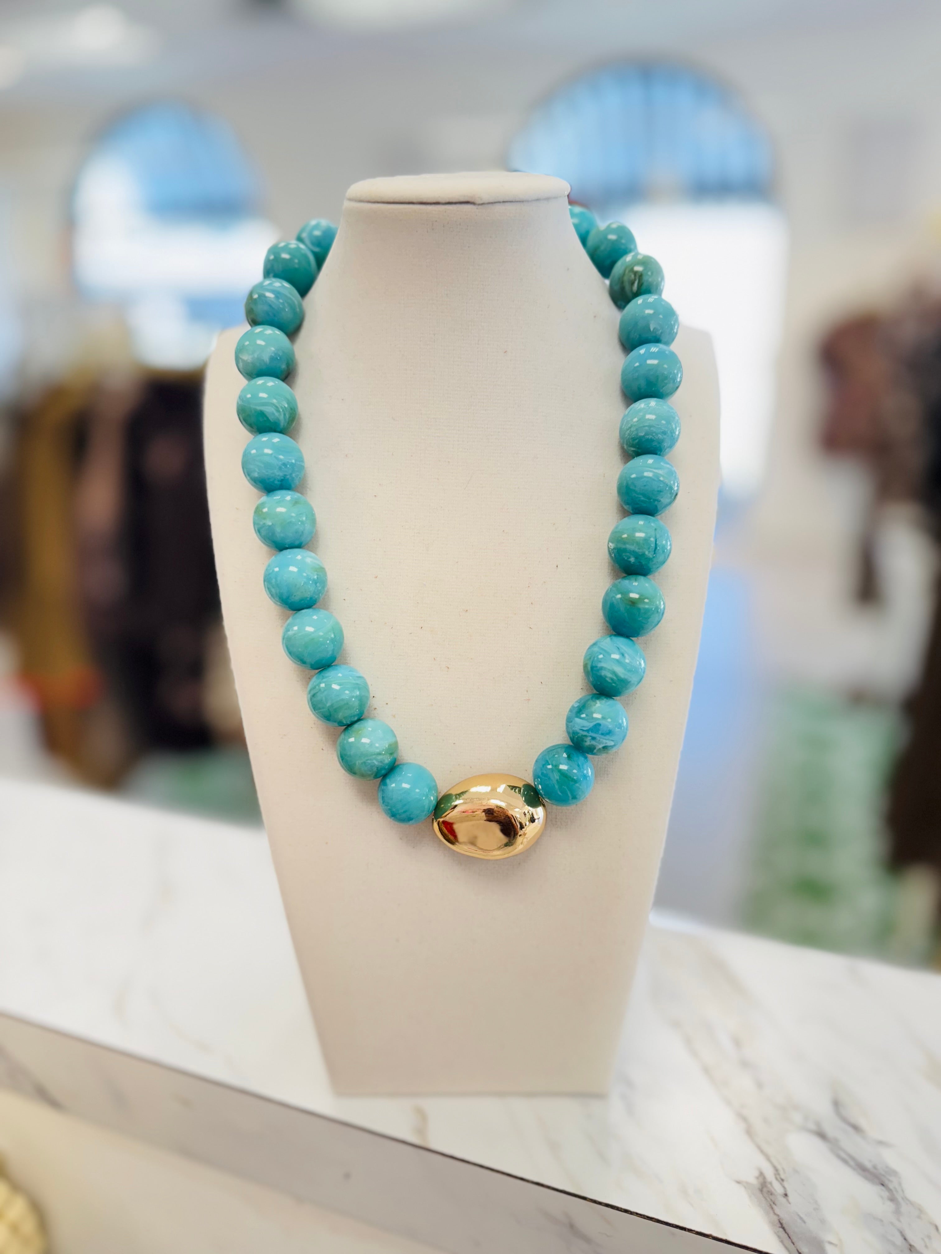 Moment in Time Marble Stone Ball Necklace (4 Colors)