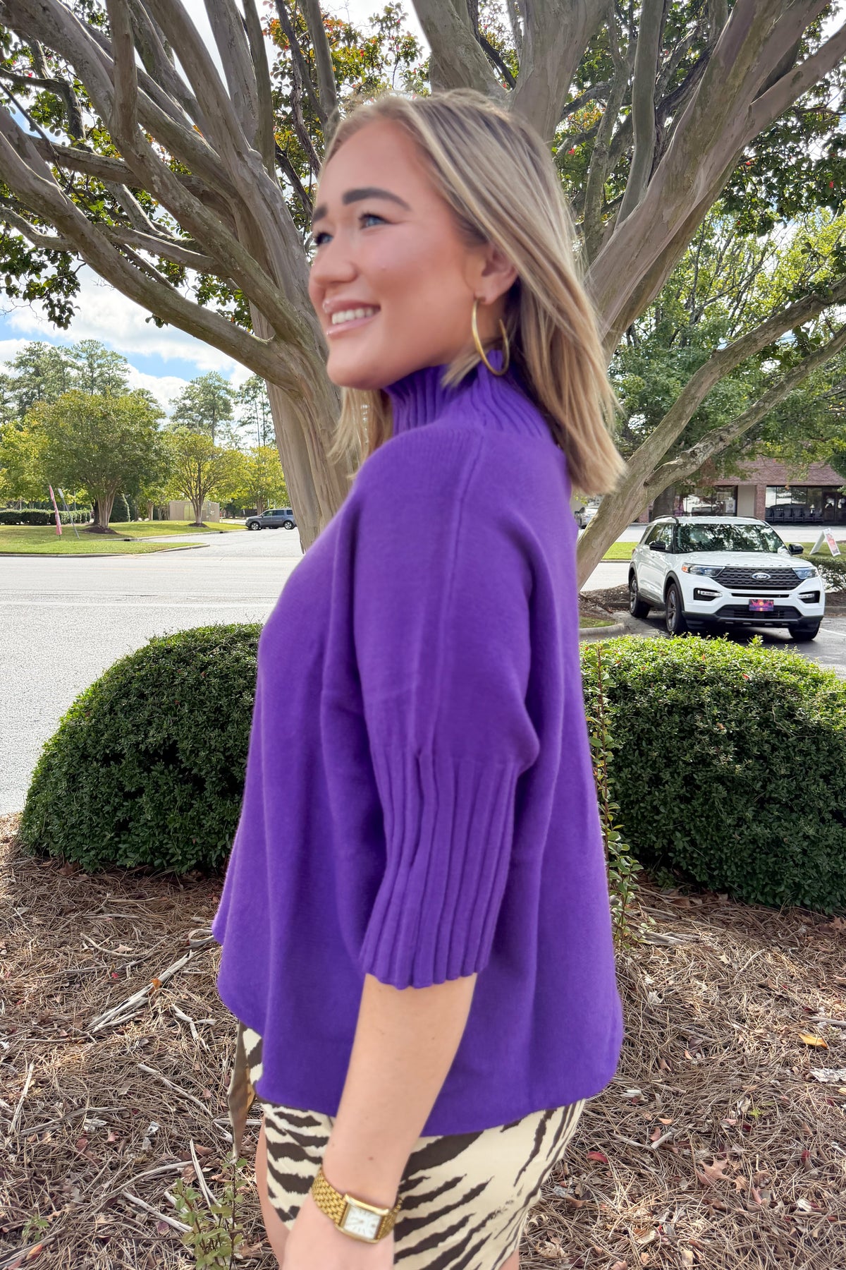 Everyday Mock Neck Sweater in Purple