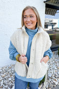 Oversized Faux Fur Vest in Sand Beige