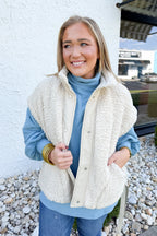 Oversized Faux Fur Vest in Sand Beige