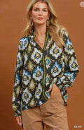 Bold Print Blouse in Olive