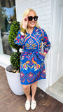 Gia Dress in Cobalt Ikat | MAUDE