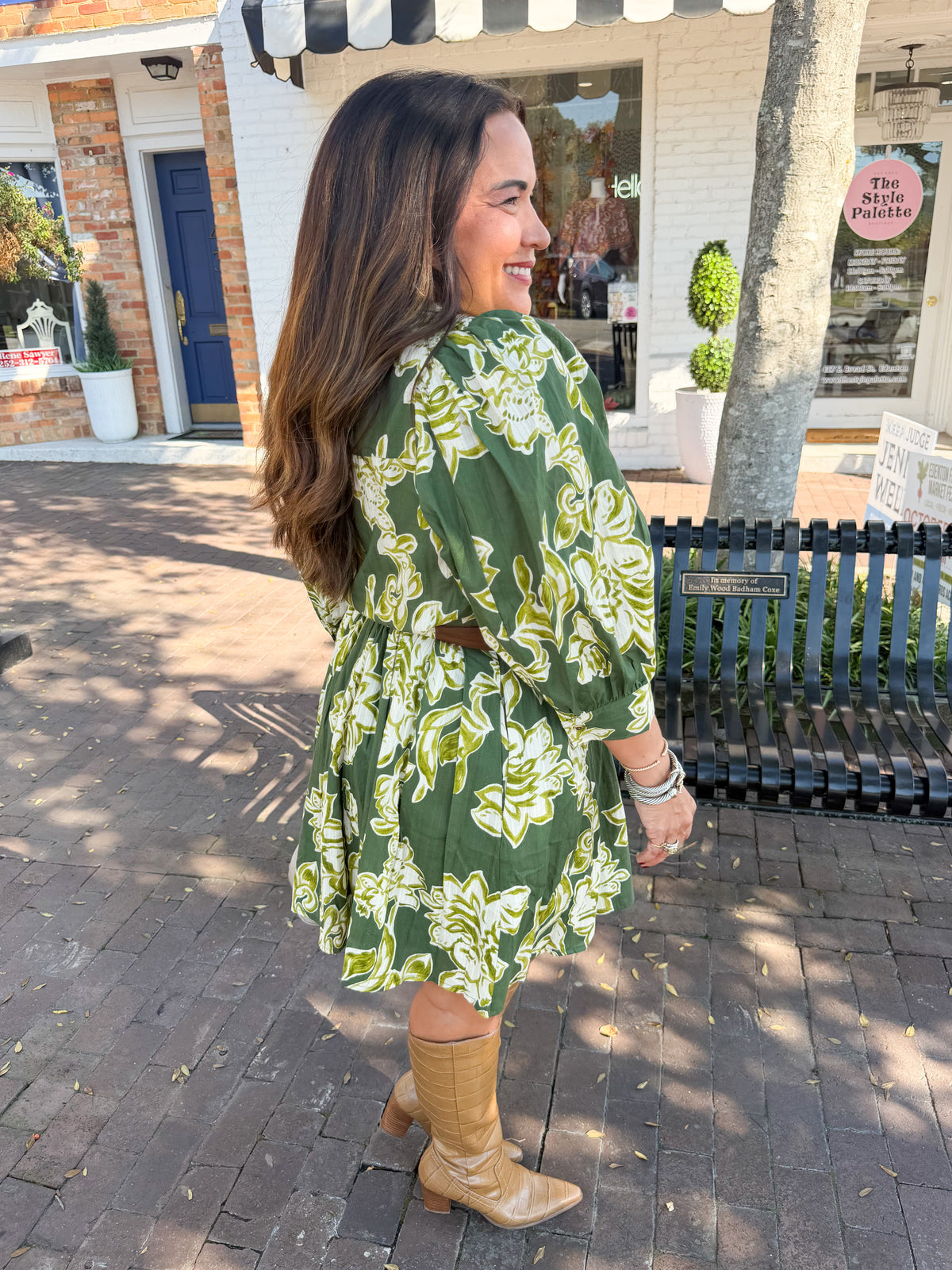 Easy Choice Floral Belted Midi Dress - Green Mix