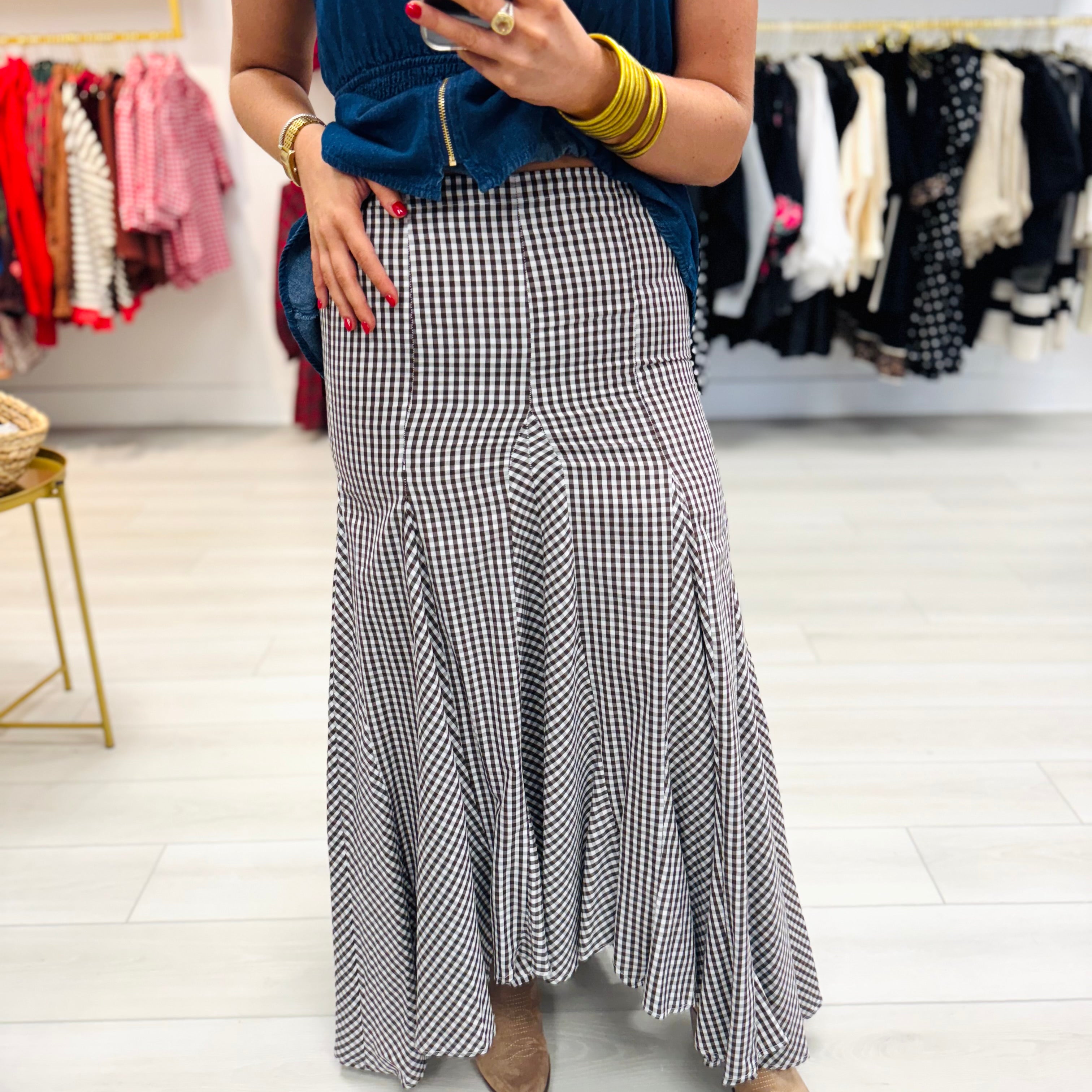 Seasonal Feelings Gingham Skirt