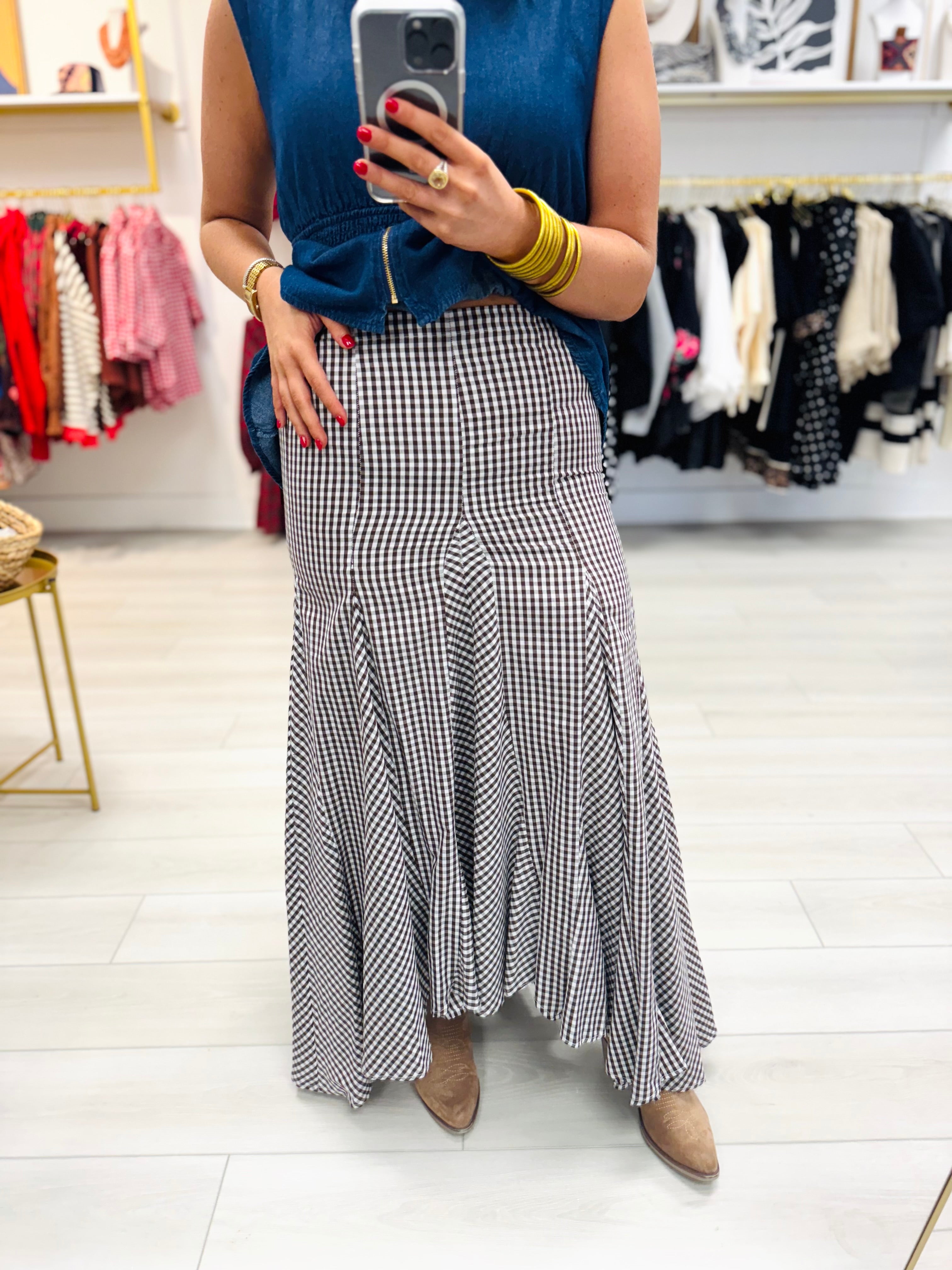 Seasonal Feelings Gingham Skirt