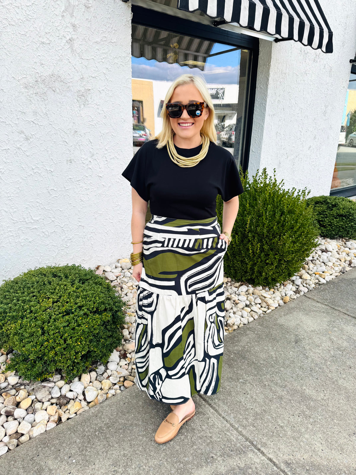 Ada Skirt in Olive Zebra | MAUDE