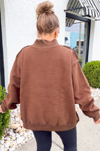 Flying Mallard Embroidered Mock Neck Sweatshirt - Brown