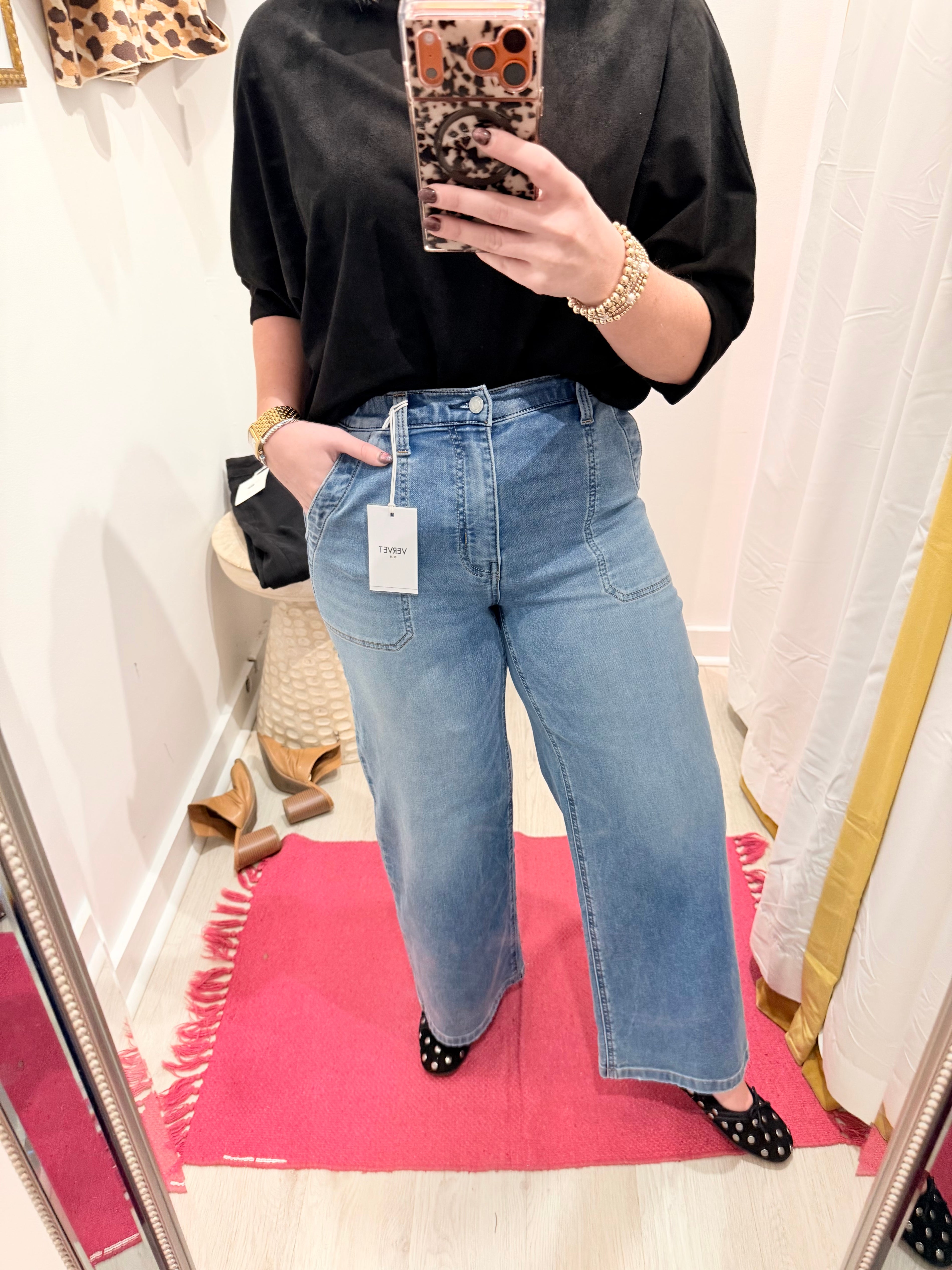 Utility Pocket Elastic Waist Wide Leg by Vervet