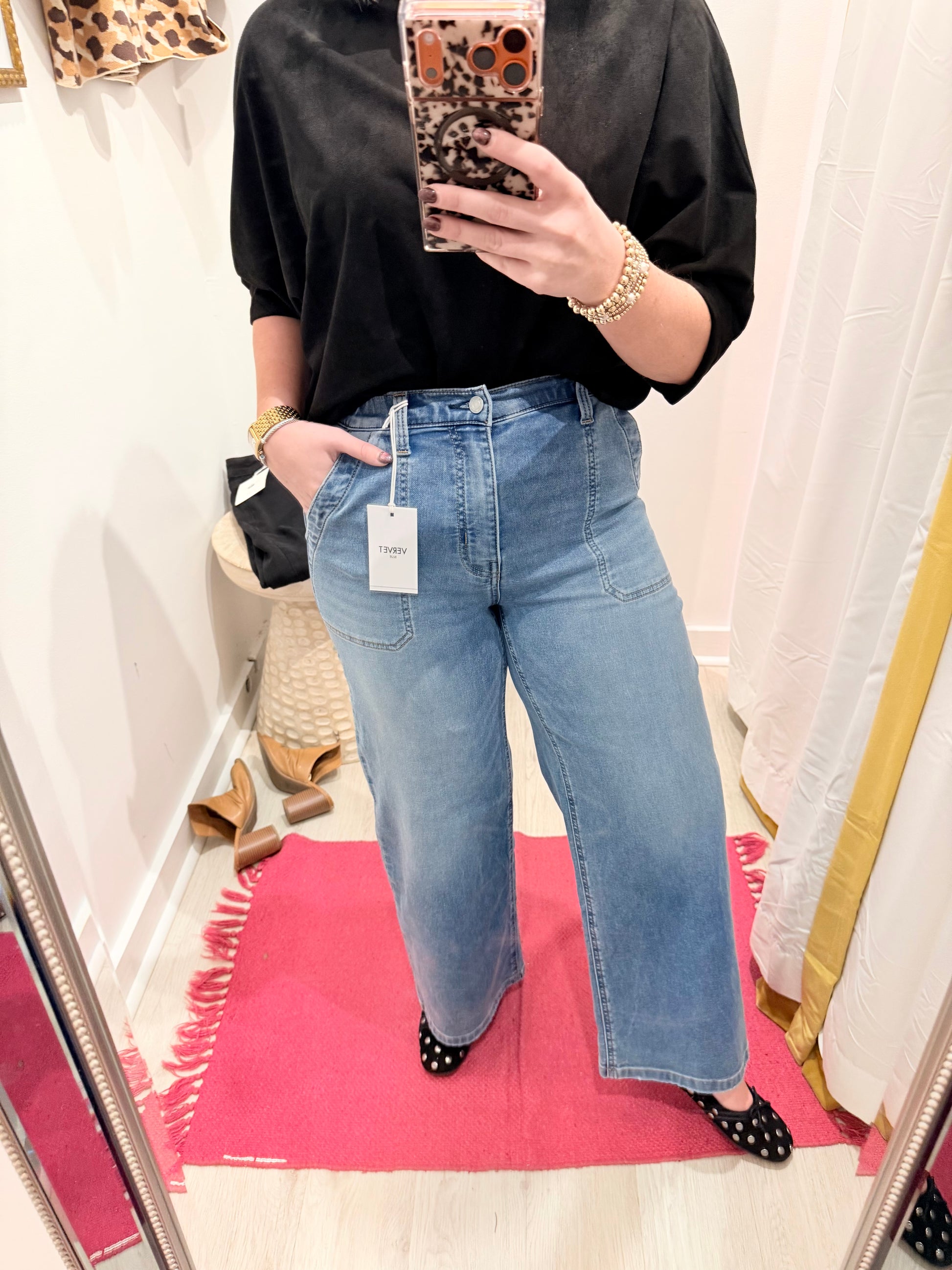 Utility Pocket Elastic Waist Wide Leg by Vervet