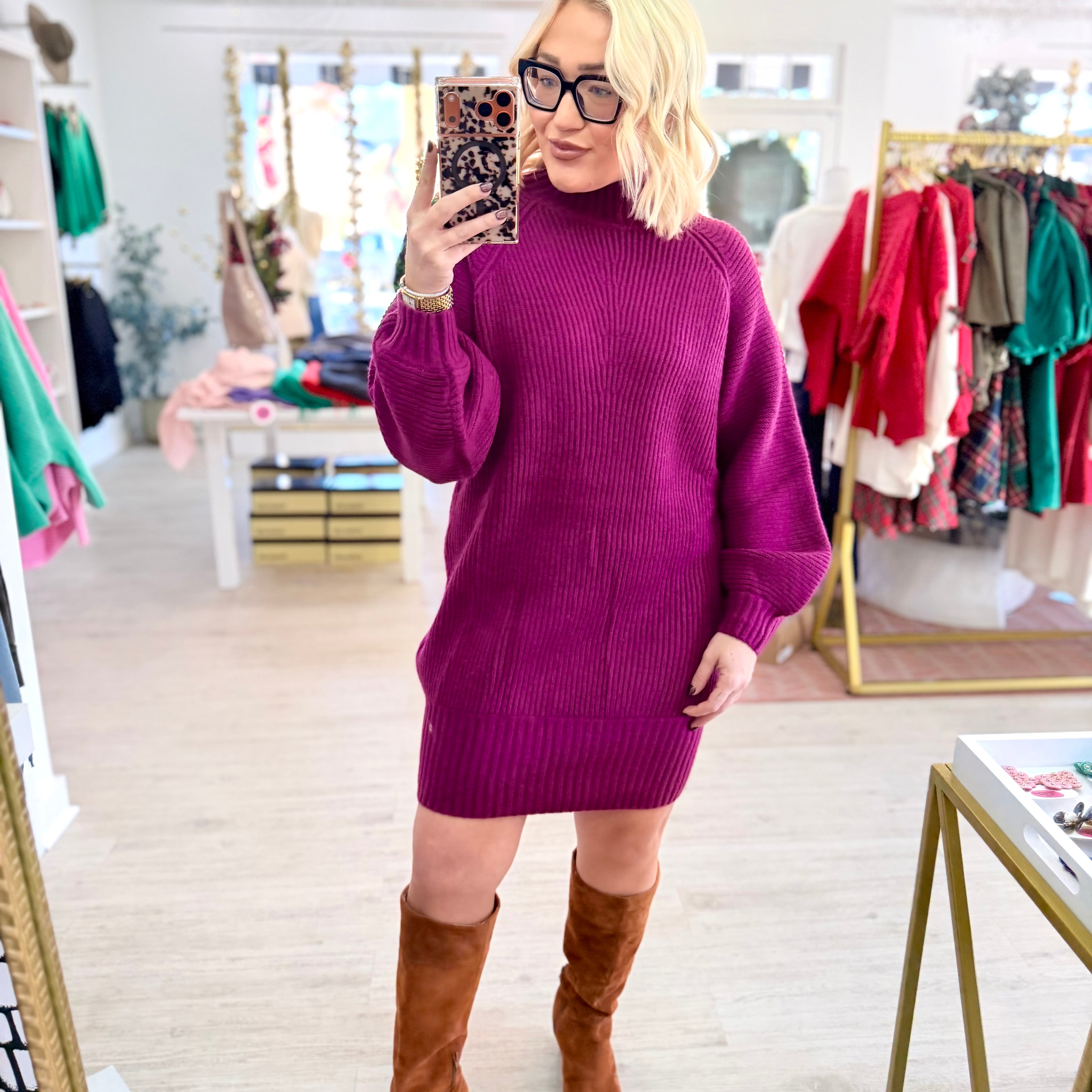 Alice Mock Neck Sweater Dress (2 Colors)