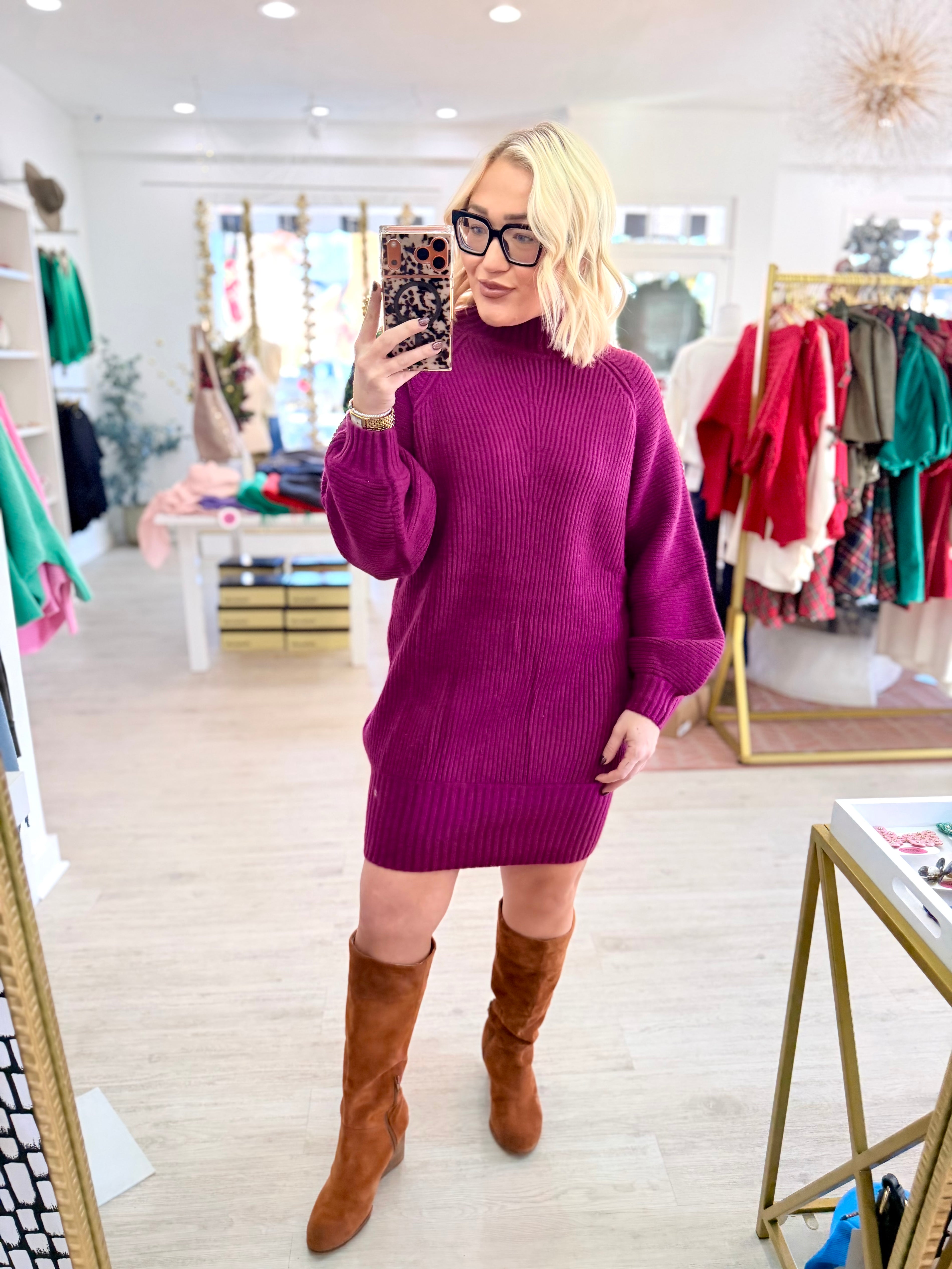 Alice Mock Neck Sweater Dress (2 Colors)