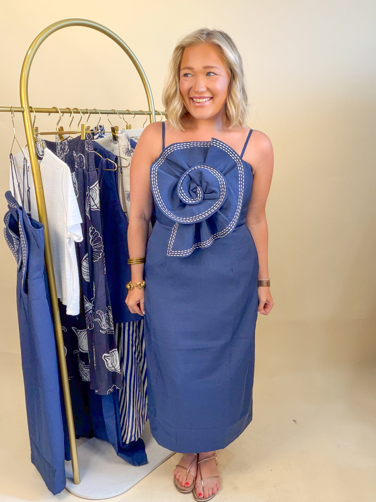 Sail Away With Me Stitched Midi Dress