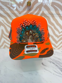 Feather Trucker Hat - Orange Camo (3 Options)