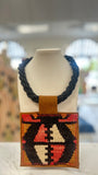 ORIJINAL Black Rope Pendant Necklace - Brown/Red Patch