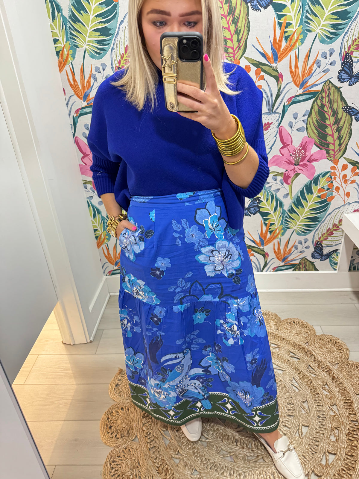 Ada Skirt in Sapphire Florals | MAUDE