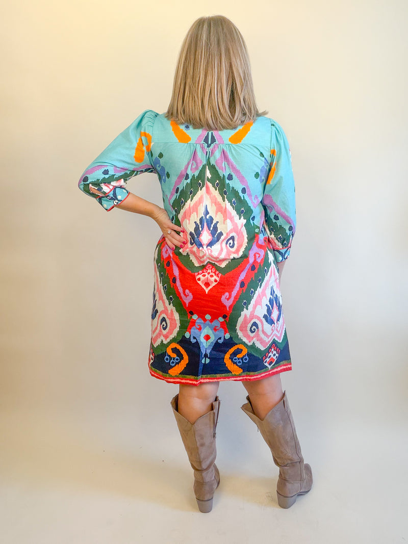 Dahlia Dress in Ikat | MAUDE