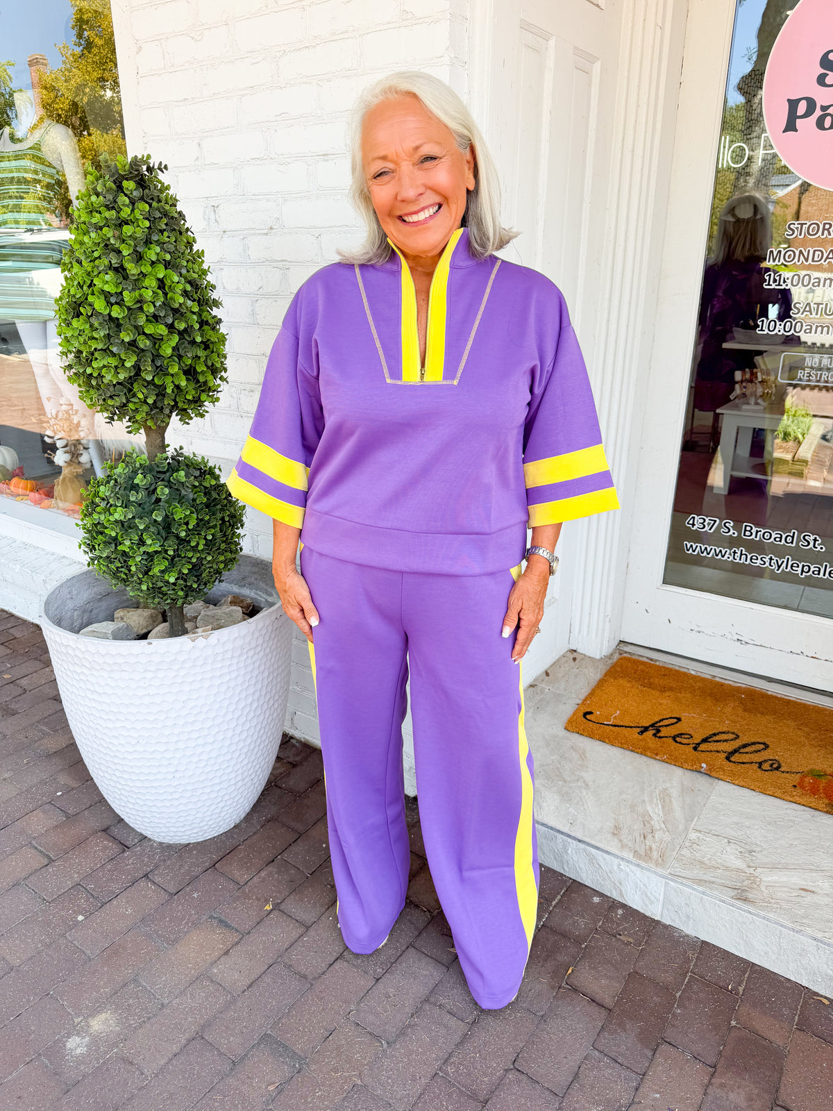 Traveling to the Pirates Quarter Zip Top - Purple/Yellow