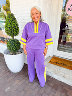 Traveling to the Pirates Quarter Zip Top - Purple/Yellow
