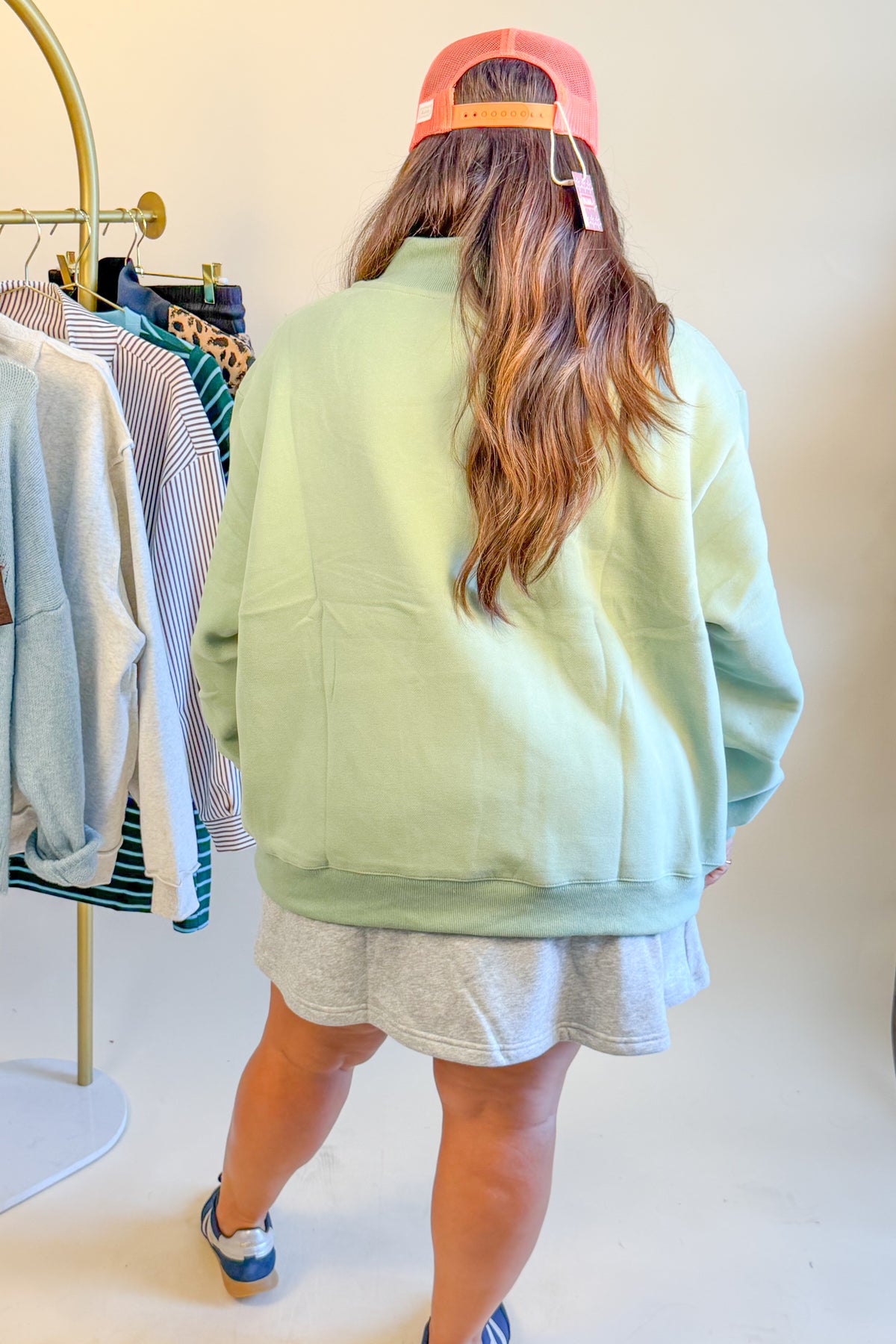 Fish Mock Neck Printed Sweatshirt - Sage