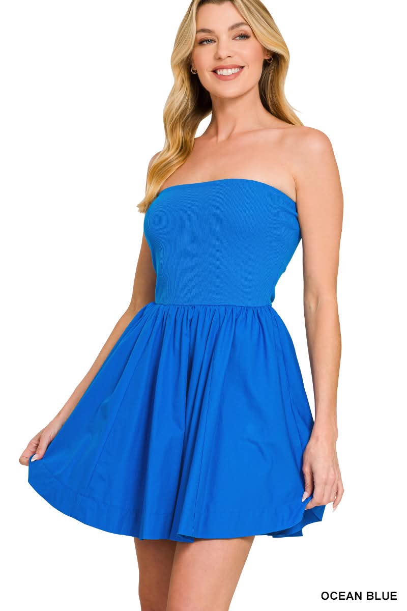 Easy Does It Tube Dress in Blue | BOMB BASIC