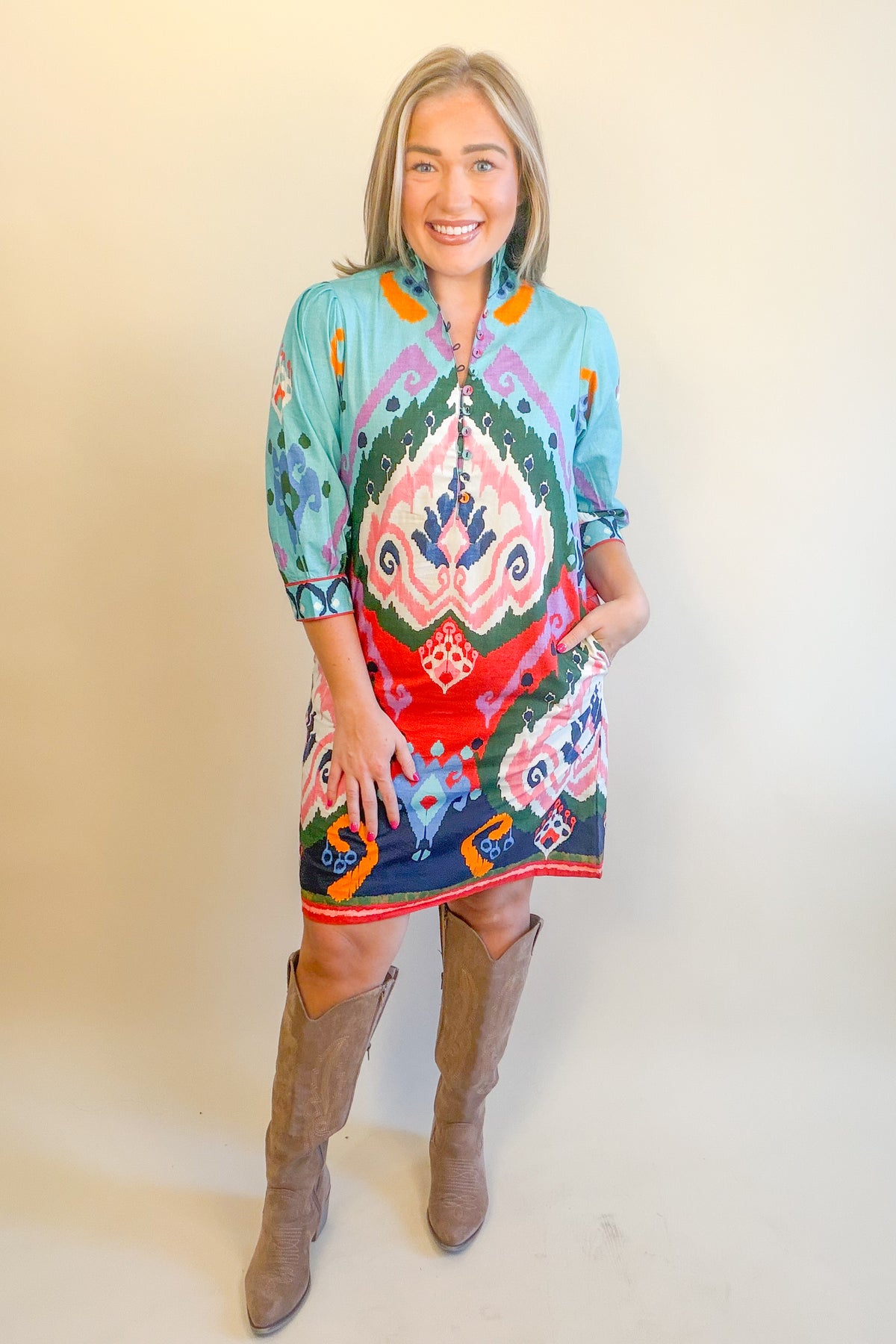 Dahlia Dress in Ikat | MAUDE