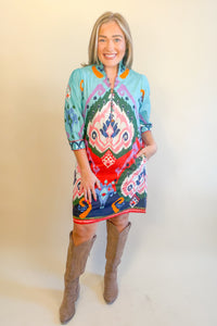Dahlia Dress in Ikat | MAUDE