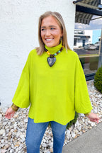 Anytime + Anywhere Mockneck Sweater in Lime Green