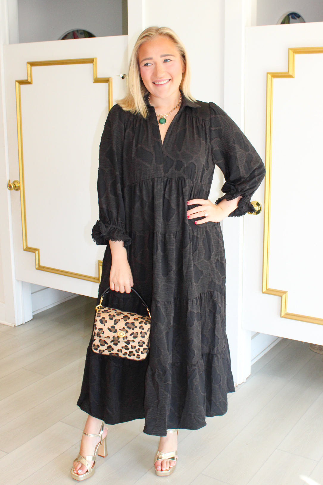 Background Florals Dress in Black