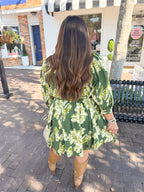 Easy Choice Floral Belted Midi Dress - Green Mix